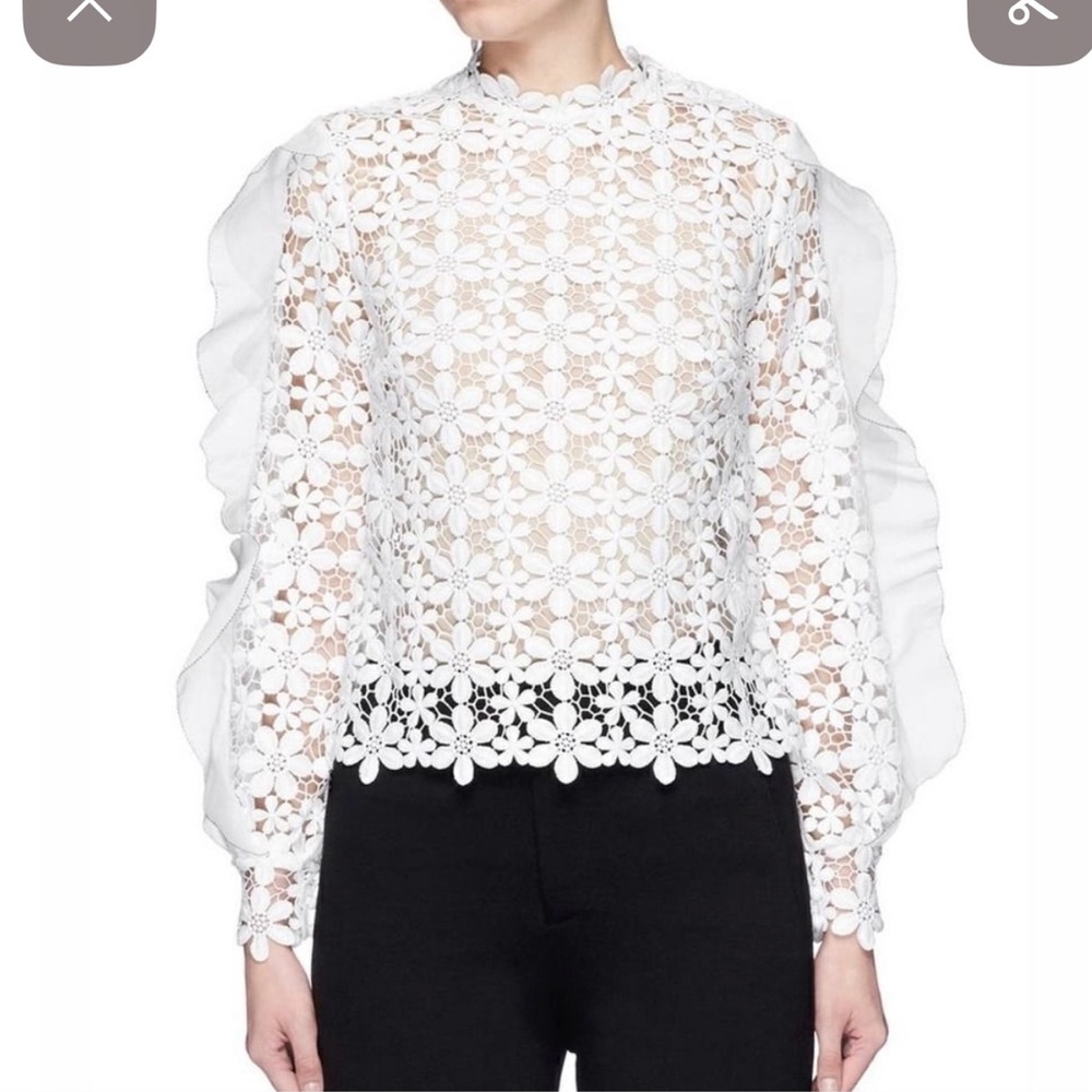 Self-Portrait White Floral Lace Blouse